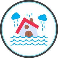 Flood Flat Circle Icon vector