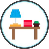 Table Lamp Flat Circle Icon vector