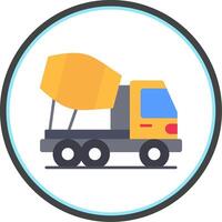 Concrete Mixer Truck Flat Circle Icon vector