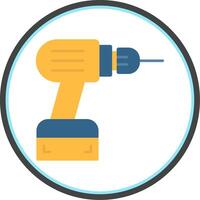 Electric Drill Flat Circle Icon vector