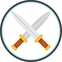 Two Swords Flat Circle Icon vector