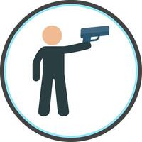 Policeman Holding Gun Flat Circle Icon vector