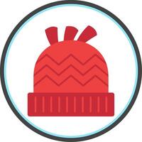 Winter Hat Flat Circle Icon vector