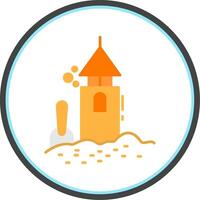 Sand Castle Flat Circle Icon vector