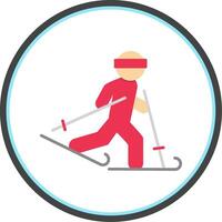 esquí plano circulo icono vector