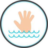 Drowning Flat Circle Icon vector