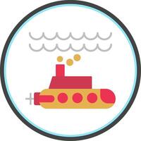 Submarine Flat Circle Icon vector