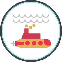 submarino plano circulo icono vector