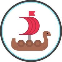 Viking Ship Flat Circle Icon vector