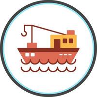 Fishing Boat Flat Circle Icon vector