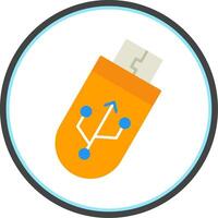 Usb Flat Circle Icon vector