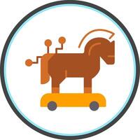 troyano caballo plano circulo icono vector