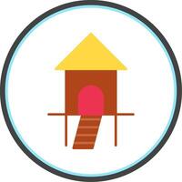 Hut Flat Circle Icon vector