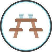 Picnic Table Flat Circle Icon vector