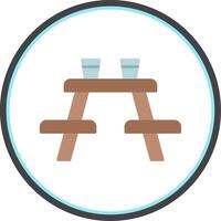 Picnic Table Flat Circle Icon vector