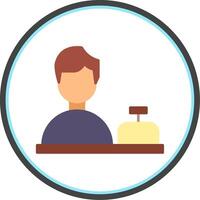 Shop Assistant Flat Circle Icon vector