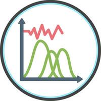 Wave Chart Flat Circle Icon vector