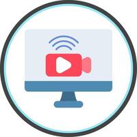 Live Stream Flat Circle Icon vector