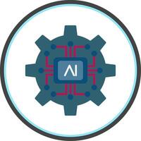 Artificial Intelligence Flat Circle Icon vector