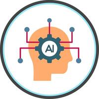 Artificial Intelligence Flat Circle Icon vector