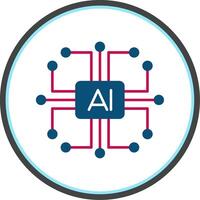 Artificial Intelligence Flat Circle Icon vector