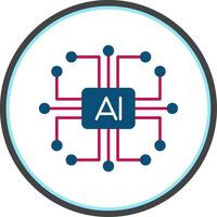 Artificial Intelligence Flat Circle Icon vector