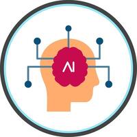 Artificial Intelligence Flat Circle Icon vector