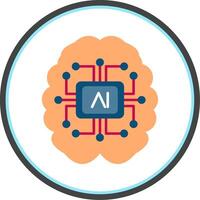 Artificial Intelligence Flat Circle Icon vector