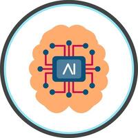 Artificial Intelligence Flat Circle Icon vector