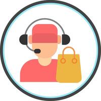 Customer Service Agent Flat Circle Icon vector