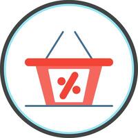 Shopping Basket Flat Circle Icon vector