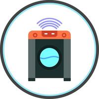 Smart Washing Machine Flat Circle Icon vector