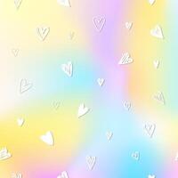 White hearts on abstract rainbow sky, decorative template vector