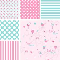 Set of cute baby shower patterns vector