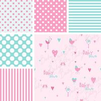 Set of cute baby shower patterns vector