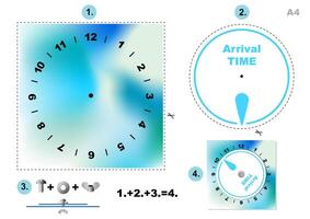 DIY Car Parking Disc Timer, Clock Arrival Time Display , colorful design, printable A4 vector