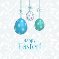 Simple blue Easter eggs greeting card vector