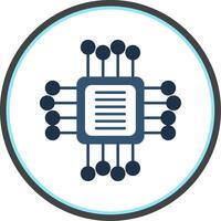 Computer Chip Flat Circle Icon vector