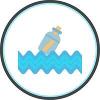Message In A Bottle Flat Circle Icon vector