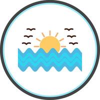 Sunset Flat Circle Icon vector