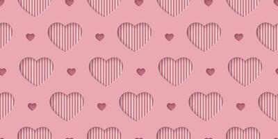 Seamless rose love pattern with hearts. Beautiful paper cut heart on background. Papercut illustration for cosmetic product display, valentine day wrapping paper, presentation, textile, wallpaper. vector