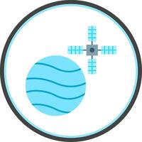 Mars With Satellite Flat Circle Icon vector