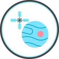 Uranus With Satellite Flat Circle Icon vector