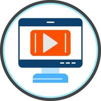 Video Player Flat Circle Icon vector