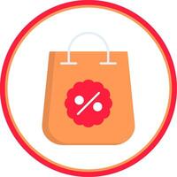 Shopping Bag Flat Circle Icon vector