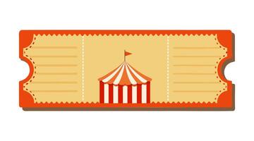 un circo tienda con un rojo y blanco a rayas boleto vector