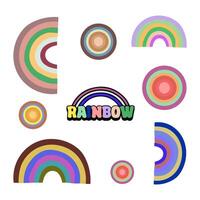 Set of rainbows and lettering. Vector illustration in a flat style.