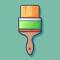 a paintbrush with a green handle on a blue background vector