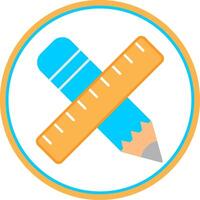 Pencil And Ruler Flat Circle Icon vector