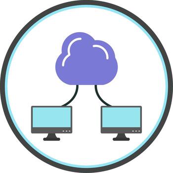 nube informática plano circulo icono vector